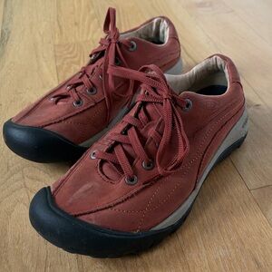 Keen Rust Red Leather Lace-Up Sneakers